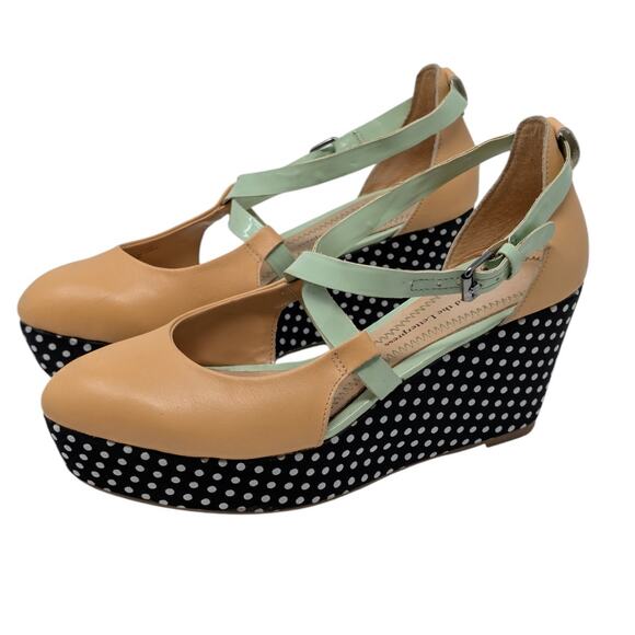 Anthropologie Pilcro and the Letterpress Polka Dot Wedge Heels Size 7M - Picture 1 of 14